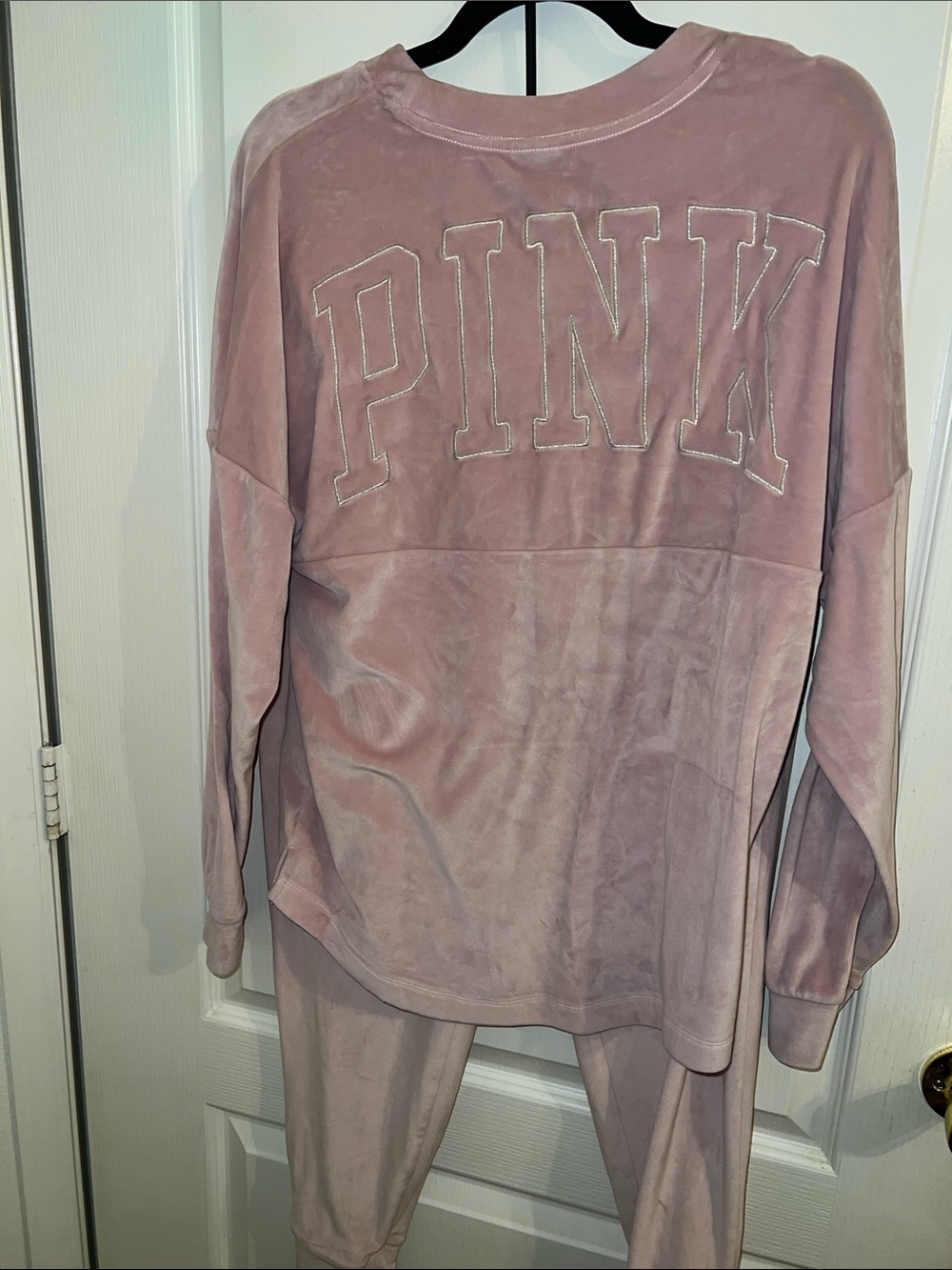 Victoria's Secret PINK Velour Varsity Pullover Jogger Set Women’s